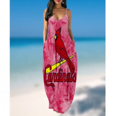 Women's summer St. Louis Cardinals Team Print sexy suspender skirt
