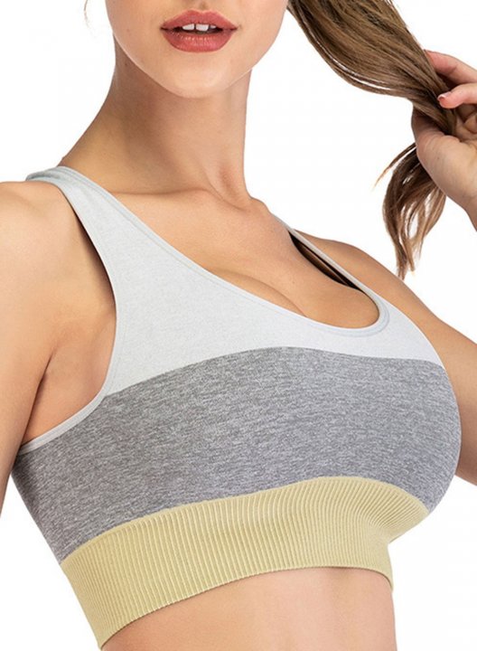 Women's Bras Seamless Color Block Yoga Fitness Bra