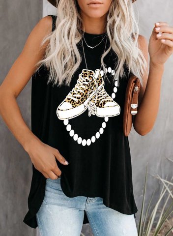Women's Tank Tops Leopard Color Block Sleeveless Round Neck Casual Daily Tank Top