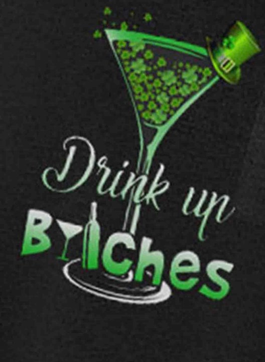 Women's St Patrick's Day T-shirts Shamrock Drink up Bitches Print Short Sleeve Round Neck Daily T-shirt