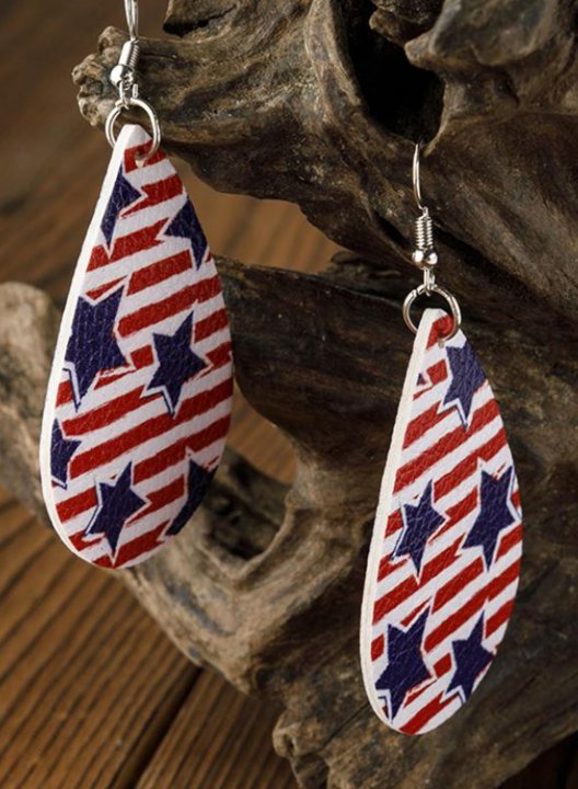 Women's Earrings American Flag Star PU Earrings