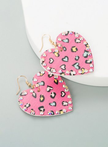 Women's Earrings Leopard Heart-shaped Leather Earrings