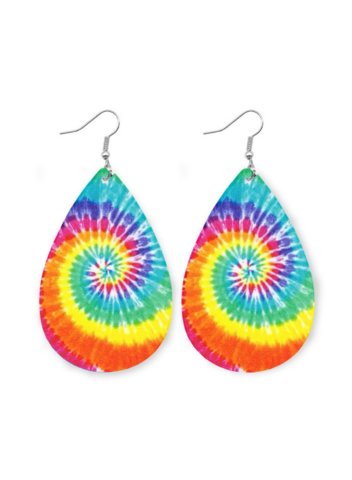 Women's Earrings Ethnic Style Tie-dye Leather Earrings