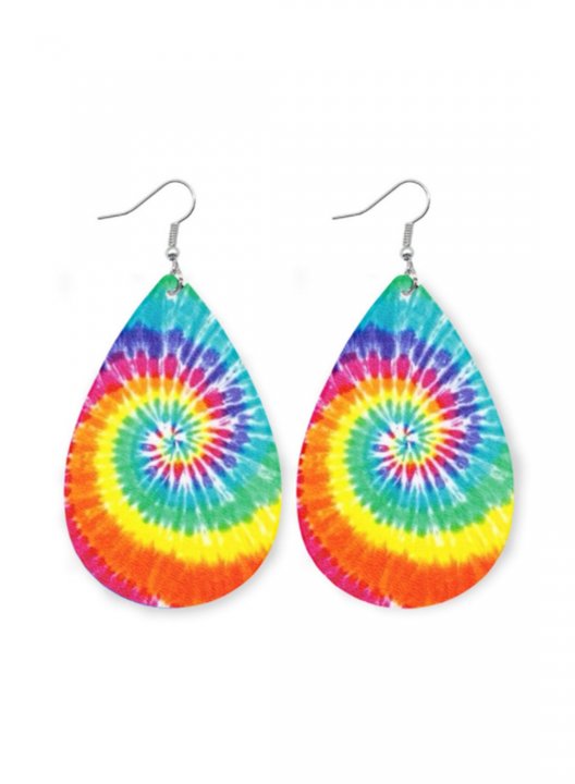 Women's Earrings Ethnic Style Tie-dye Leather Earrings