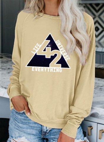 Women's Sweatshirts Solid Letter Life Universe Everything Shirt 42 Answer to Life Science Basic Sweatshirt