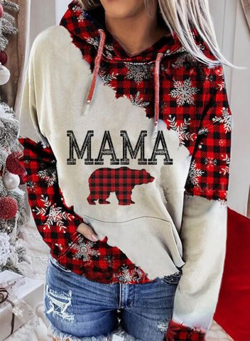 Women's Mama Bear Snowflake Christmas Hoodie with Pockets