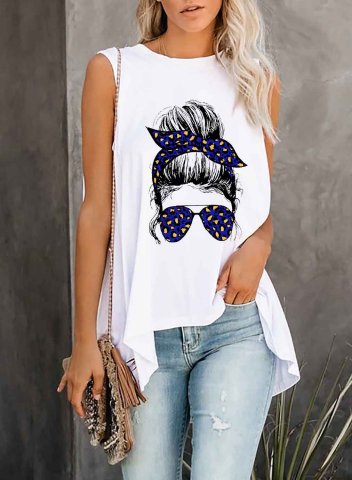 Women's Tank Tops Leopard Color Block Portrait Sleeveless Round Neck Casual Daily Tank Top