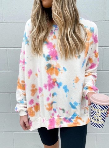 Abstract Tie Dye Round Neck Long Sleeve Daily Sweatshirt