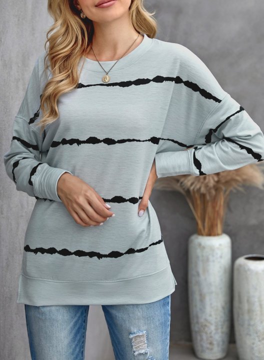 Striped Abstract Long Sleeve Casual Sweatshirt