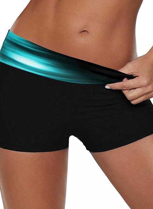 Women's Swim Bottoms Mid Waist Color Block Knot Casual Beach Swim Bottoms