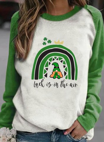 Women's St Patrick's Day Lucky Sweatshirts Luck is in the air Letter Round Neck Long Sleeve Spring Basic Daily Sweatshirts