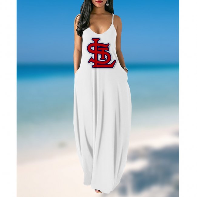 Women's summer St. Louis Cardinals Team Print suspender skirt