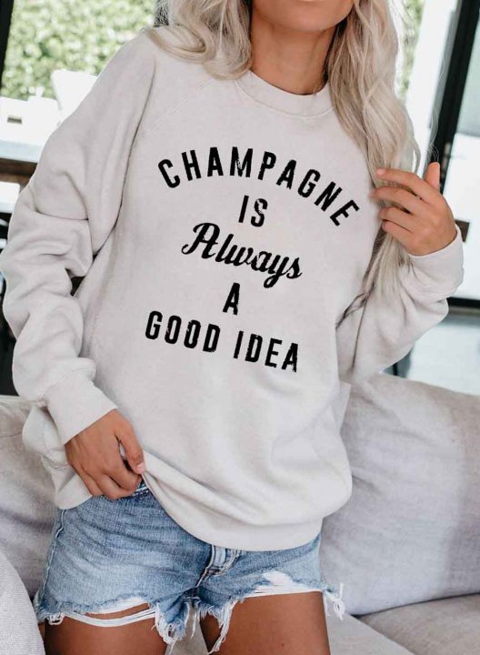 Solid Long Sleeve Casual Sweatshirt