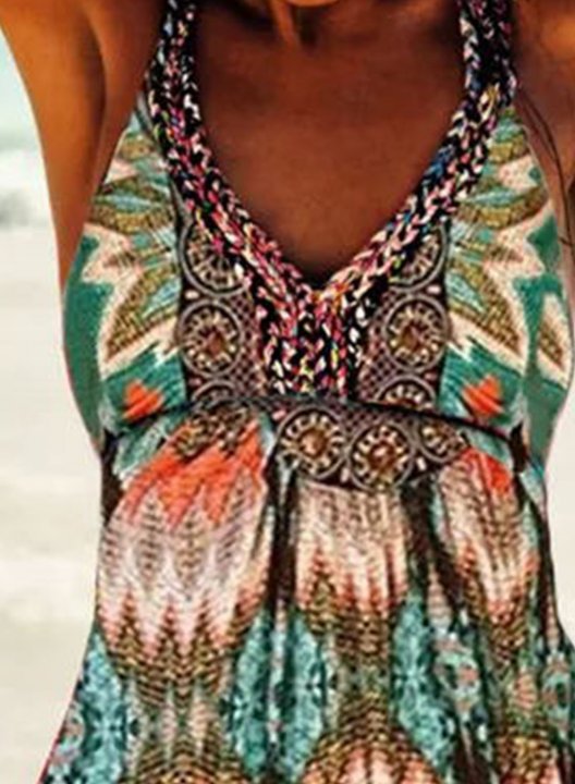 Women's Tankinis Color Block Tribal Boho Dress Tankini