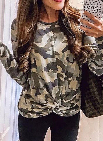 Camouflage Long Sleeve Round Neck Sweatshirt