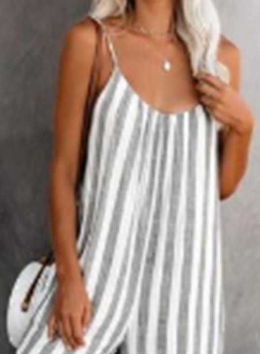 Women's Jumpsuits Straight Striped High Waist Ankle-length Daily Casual Jumpsuits