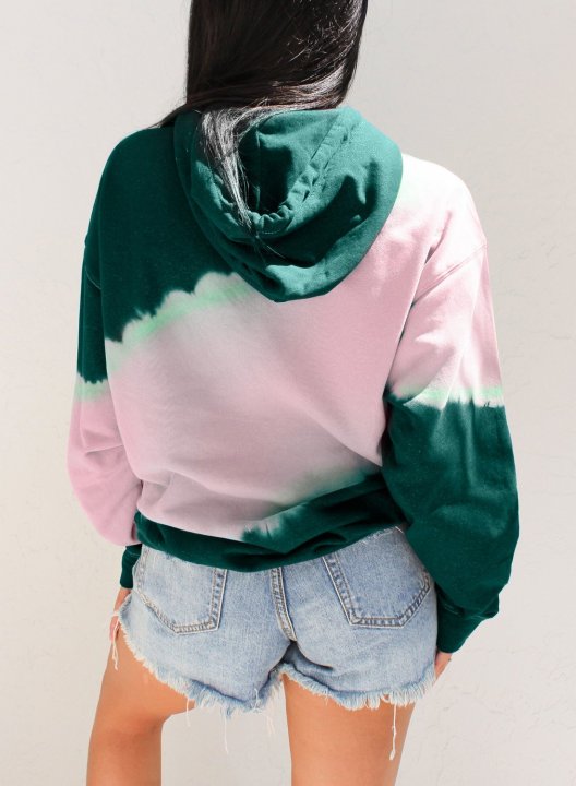 Front Pocketed Tie-dye Hoodie