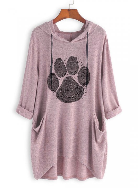 Dog Footprint Print Knit Hoodie Home Wear