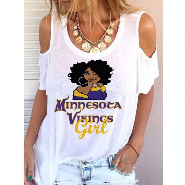 Women's Minnesota Vikings Printed Casual T-shirts