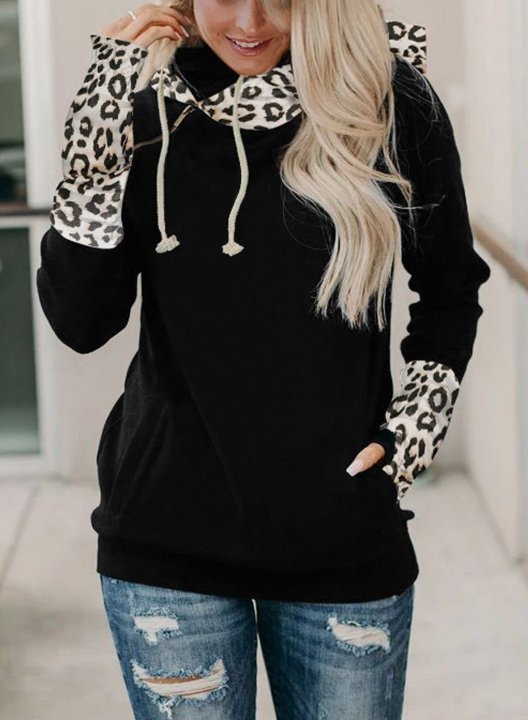 Long Sleeve Color Block Casual Hoodie