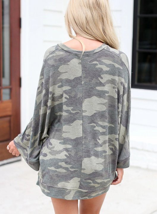 Camouflage Pattern Casual Blouse