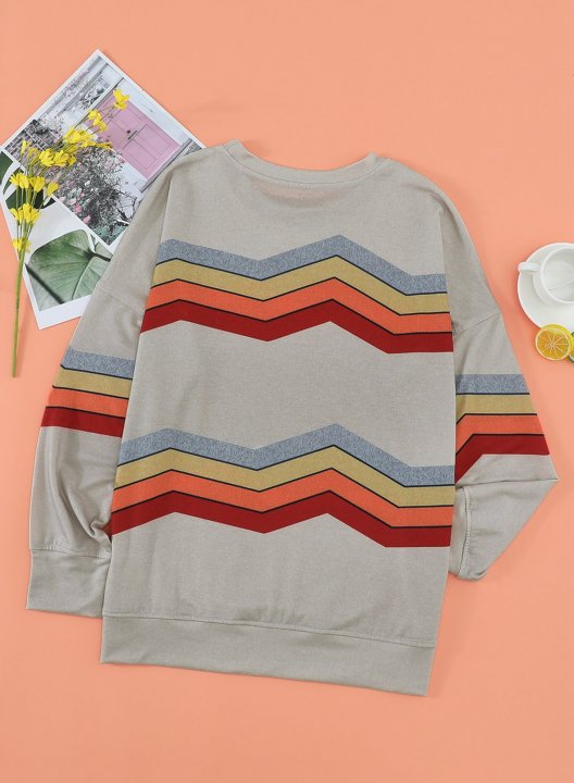 Striped Long Sleeve Round Neck Sweatshirt