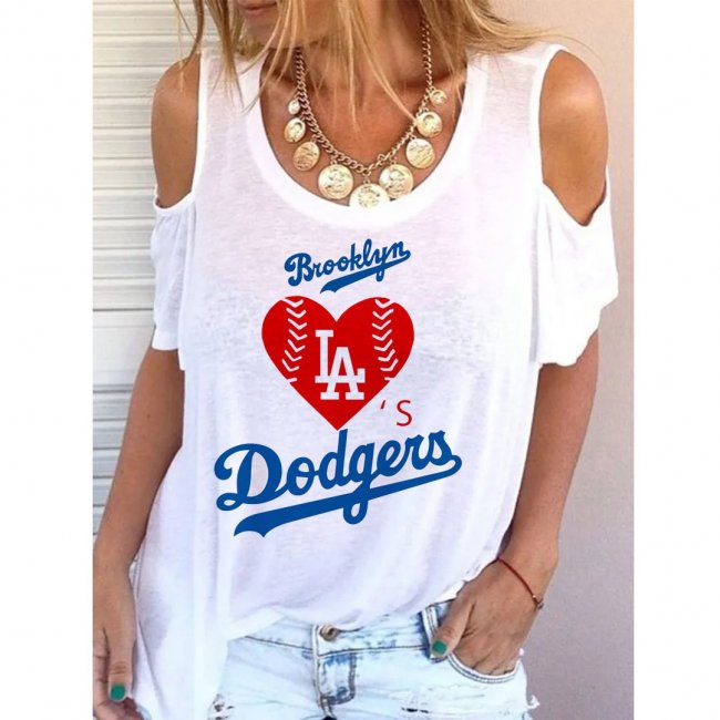 Women's Los Angeles Dodgers Printed Short Sleeve Casual Top