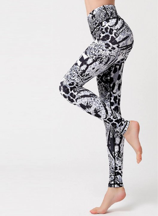 Women's Leggings Slim Floral Leopard Color Block Mid Waist Full Length Casual Daily Sporty Pants