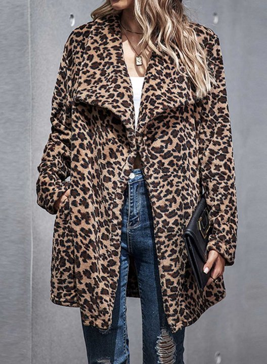 Leopard Down Long Sleeve Casual Cardigan