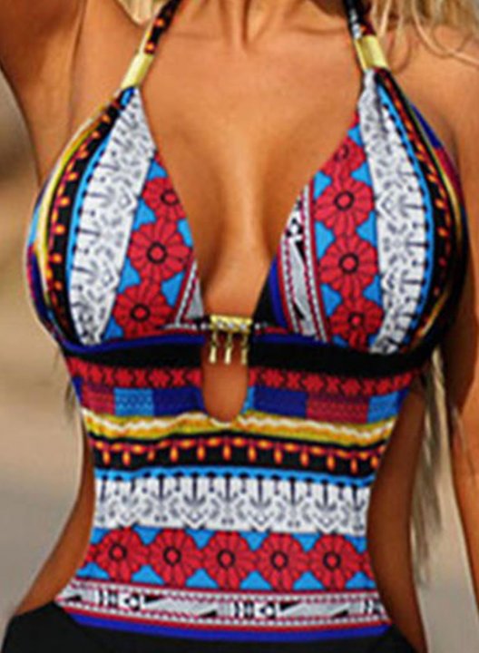 Women's One Piece Swimwear Geometric Tribal One-Piece Swimsuits One-Piece Bathing Suits