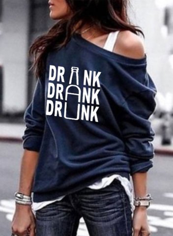 Women's Sweatshirts Letter Round Neck Long Sleeve Casual Daily Sweatshirts