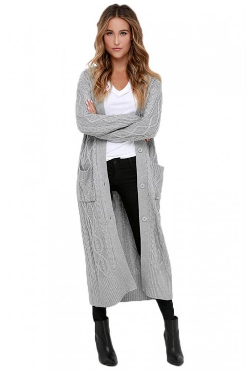 Women's Cardigans Cable Knit Long Cardigan