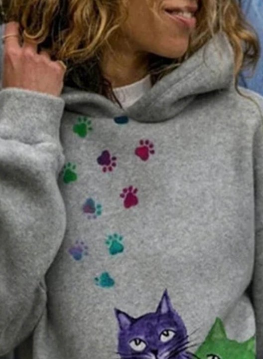 Women's Hoodies Colorful Cat Print Lively Hoodies