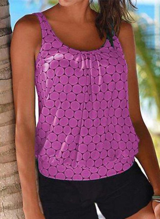 Women's Tank Tops Solid Polka Dot Vacation Sequin Unadjustable Wire-free Round Neck Padded Tops