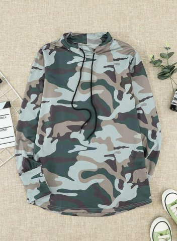 Camouflage High Neck Daily Sweatshirt