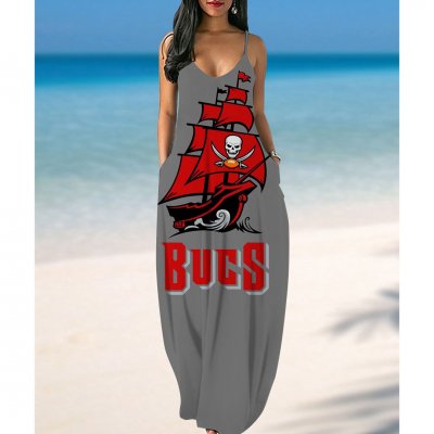 Tampa Bay Buccaneers Print Side Pocket Maxi Dress