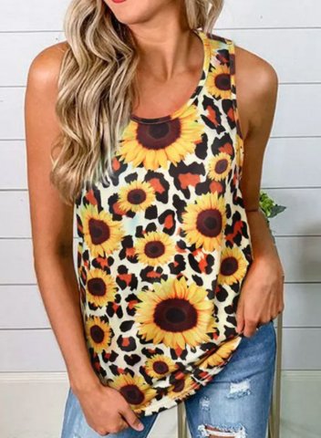 Women's Tank Tops Floral Sleeveless U Neck Twisted Casual Daily Tank Tops