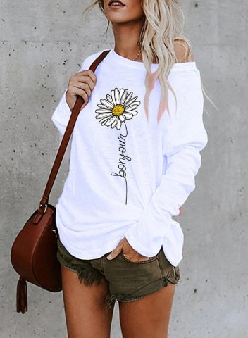 Off Shoulder Cotton-Blend Shift Floral-Print Sweatshirt