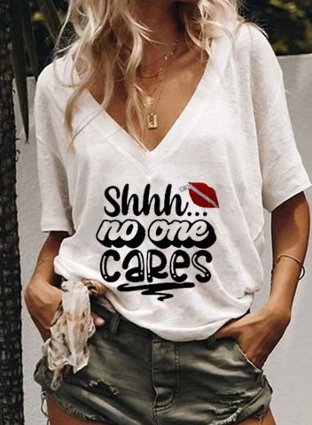 Women's T-shirts Letter Short Sleeve Round Neck Casual T-shirt