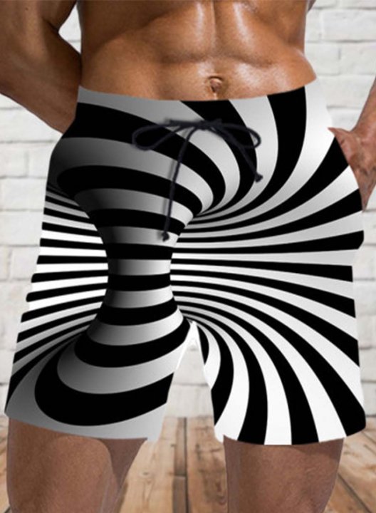 Men's Panties Mid Waist Color Block Visual Drawstring Panties