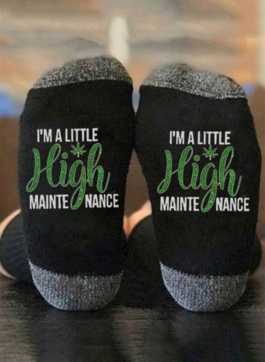 Women's I'm A Little High Maintenance Socks Letter Color Block Cotton Socks