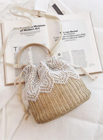 Women's Handbags Solid Lace Floral Woven Straw Handbags