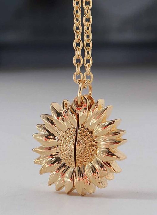 Keep Fucking Going Sunflower Locket Pendant Necklace