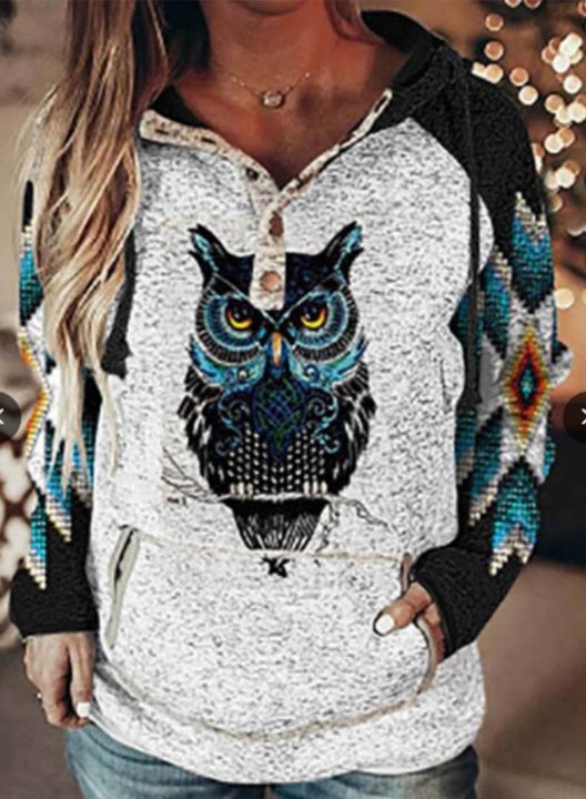 Women's Hoodies Animal Print Color Block Long Sleeve Pocket Hoodie