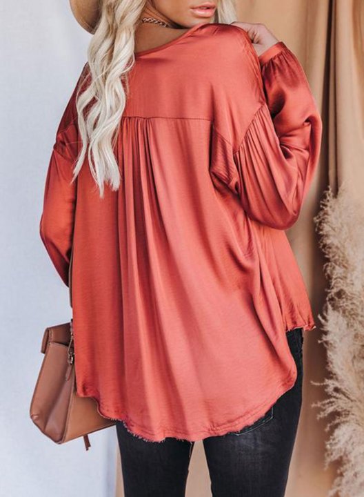 Women's Pullovers V Neck Long Sleeve Solid Casual Daily Pullovers