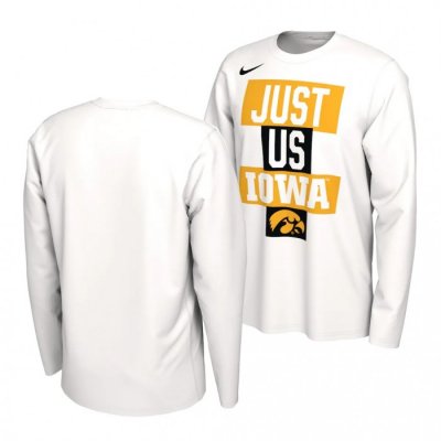 Iowa Hawkeyes Just Us Bench White Long Sleeve T-Shirt 2021 March Madness