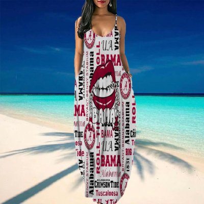 NCAAF Alabama Crimson Tide Printing Condole Belt Dress