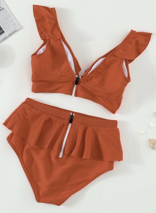 High Waisted Ruffled Bikini Set