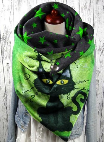 Women's Scarves Cat Star Color Block Warm Scarf