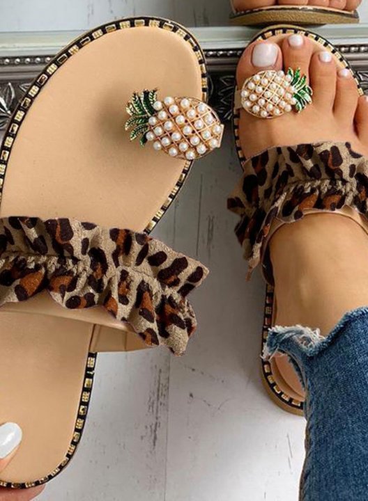 Women's Sandals Leopard Rubber Casual Beach Sandals